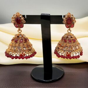 Gold-Pendant-Polki-Earrings-Jhumka-Wedding-Jewellery