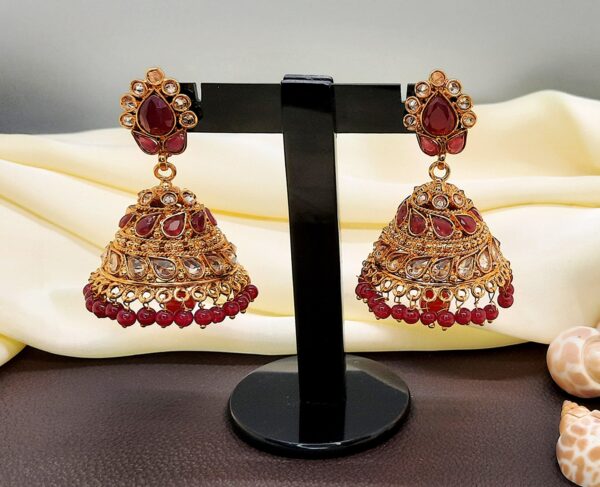 Gold-Pendant-Polki-Earrings-Jhumka-Wedding-Jewellery