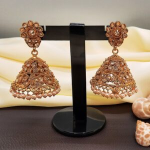 Gold-Polki-Stone-Jhumka-Earrings-For-Women