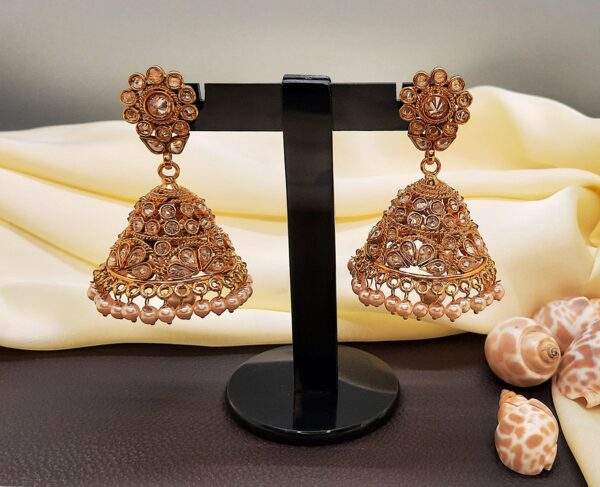 Gold-Polki-Stone-Jhumka-Earrings-For-Women