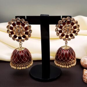 Kundan-Meenakari-Jhumka-Jhumki-Earrings-For-Women-Bollywood-Indian-Jewelry