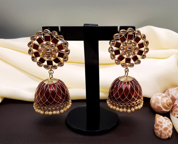 Kundan-Meenakari-Jhumka-Jhumki-Earrings-For-Women-Bollywood-Indian-Jewelry