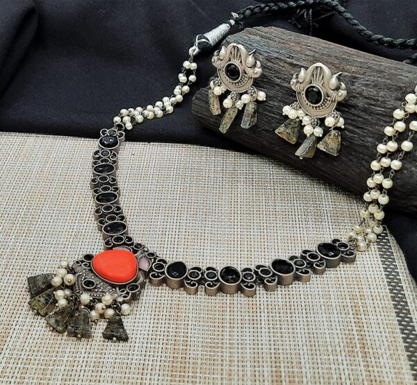 Oxidized-Necklace-Set-with-Earrings-Indian-Oxidised-Mala-Set-Jewelry