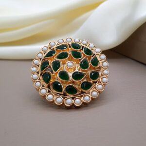 Pearl-and-Real-Stone-Ring-For-Girls-Adjustable-Farshi-Rings