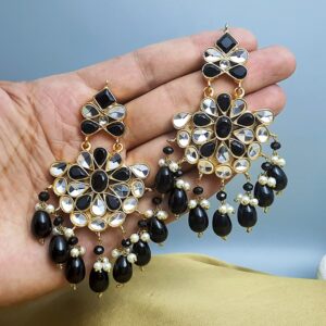 Black Traditional Long Earrings-Fancy Stylish Long Earrings