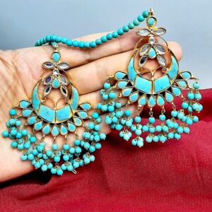 Kundan Feroza Earrings Indian Pakistani Jewelery