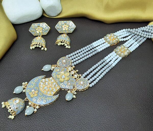 Kundan Jaipuri Meenakari Mala Set Indian Jewelery