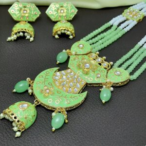 Kundan-Jaipuri-Meenakari-Mala-Set-Indian-JeweleryKundan-Raani-HaarEthnic-Jewelery
